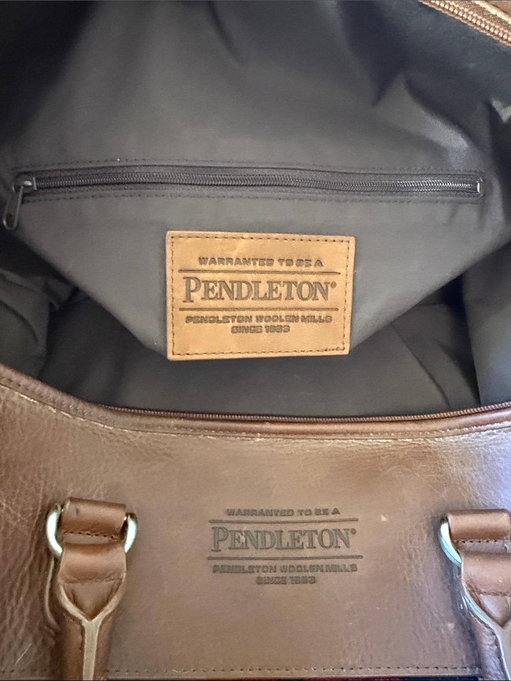 Pendleton Wool Patterned Leather-Trim Weekender Bag - Picture 8 of 9